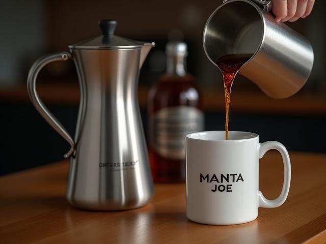 Freshly brewed Manta Joe Signature Drip Coffee in a carafe