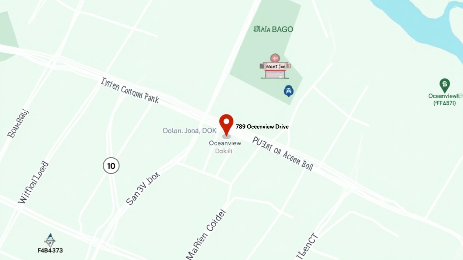 Map showing Caffeine Mac's location at 789 Oceanview Drive, San Diego, CA