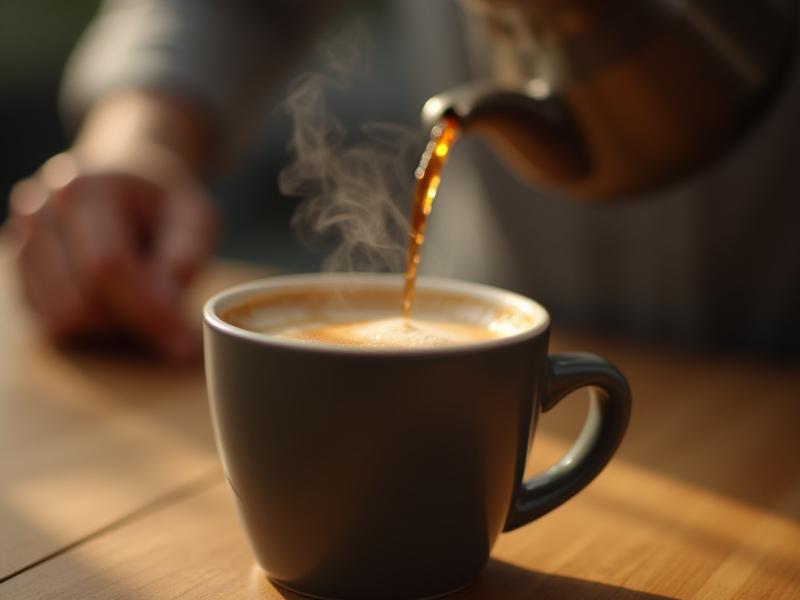 Expertly brewed specialty coffee being poured into a mug