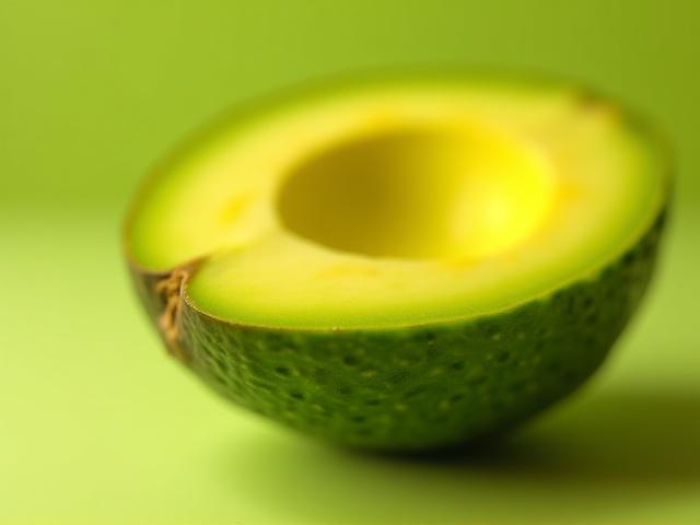 Close-up of perfectly ripe, sliced avocado