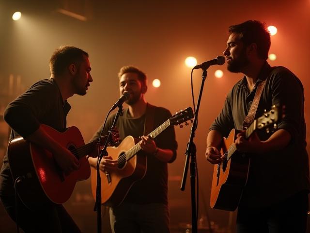 A band performing on stage at Manta Joe, energetic atmosphere