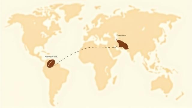 Illustrated map showing coffee journey from Costa Rica to San Diego, California